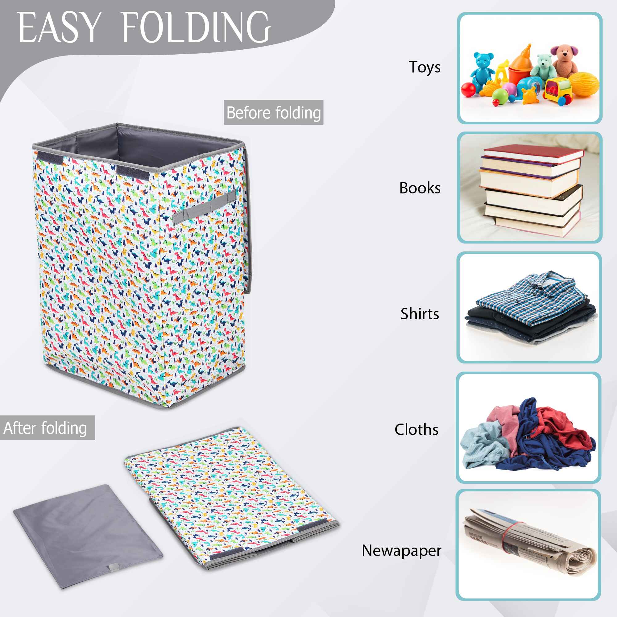 Laundry Bag - Foldable with Handle (Dinosaur)