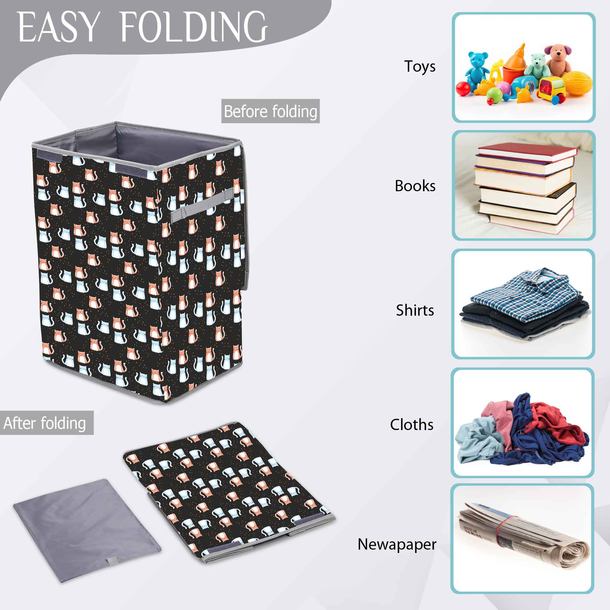 Laundry Bag - Foldable with Handle (Meow)