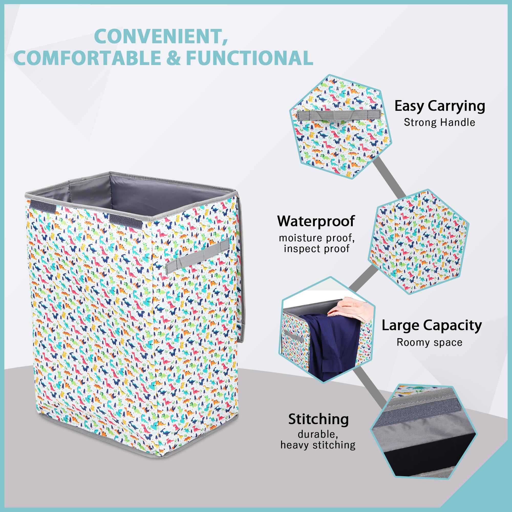 Laundry Bag - Foldable with Handle (Dinosaur)