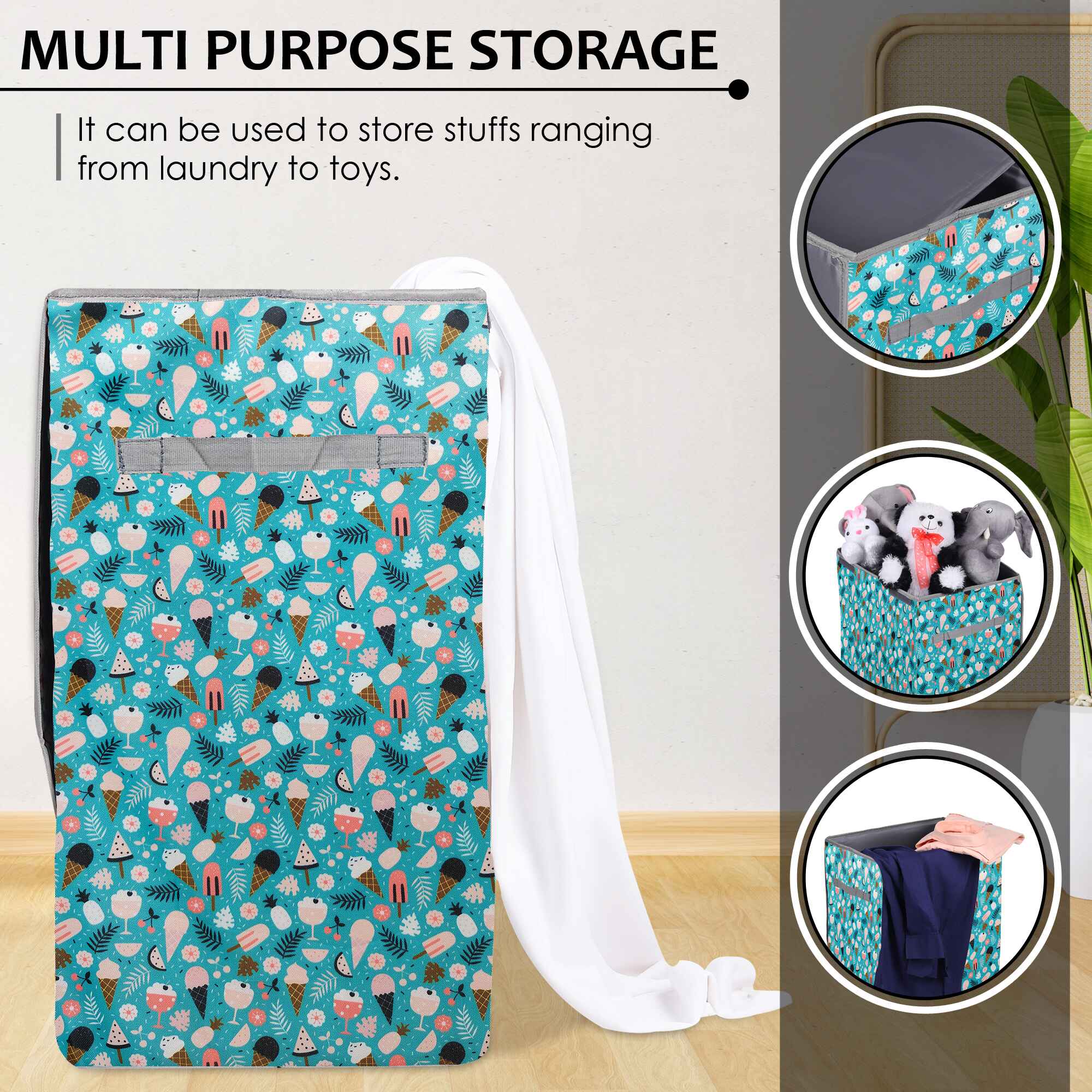 Laundry Bag - Foldable with Handle (Ice Cream)