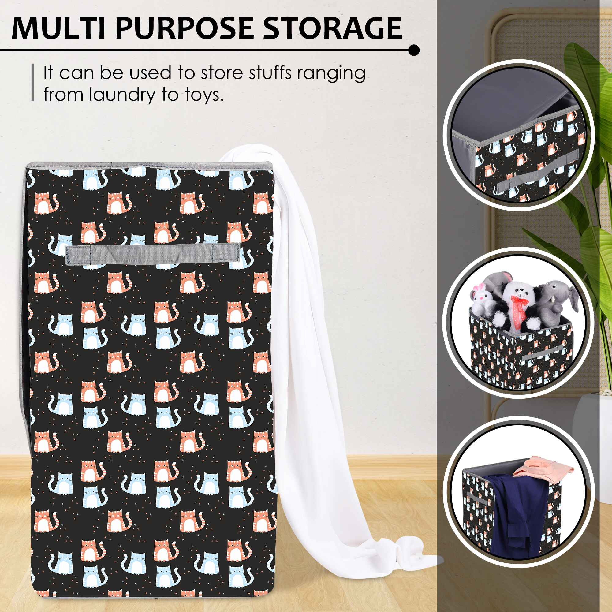 Laundry Bag - Foldable with Handle (Meow)