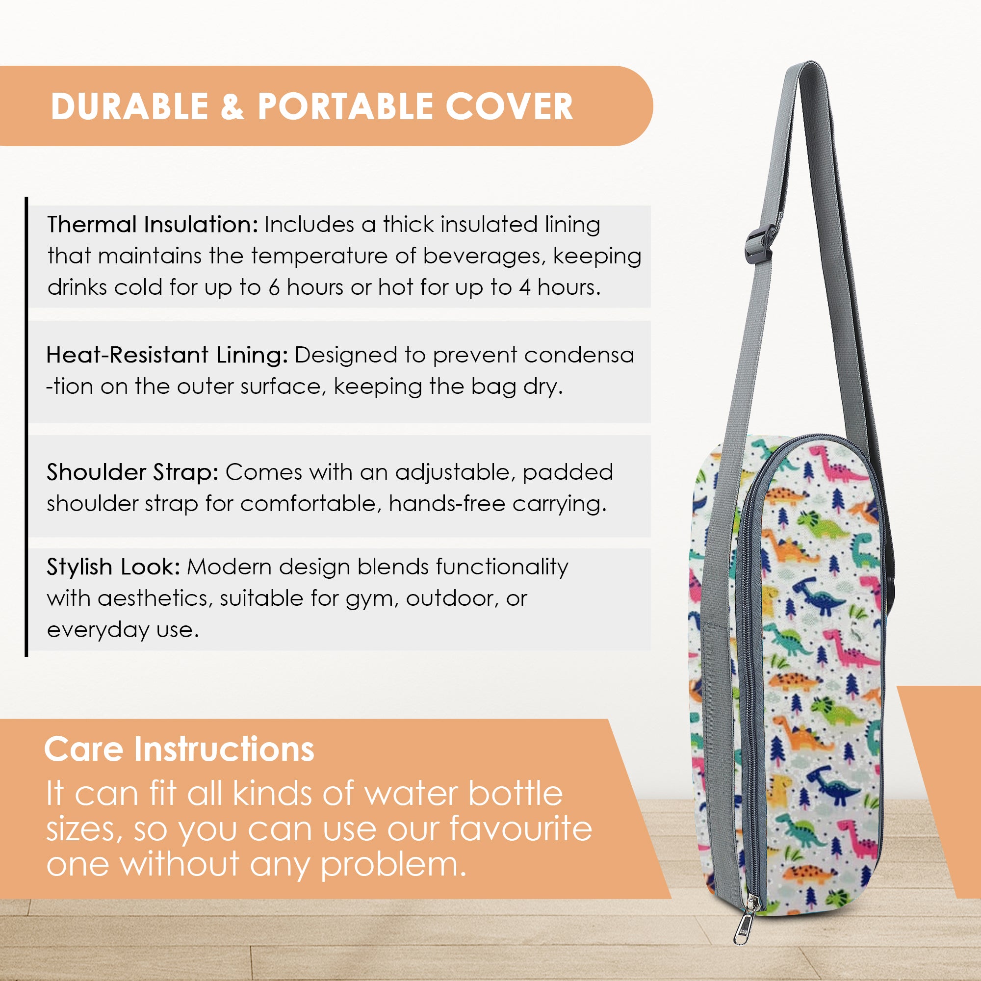 Premium Water Bottle Cover (Dinosaur)