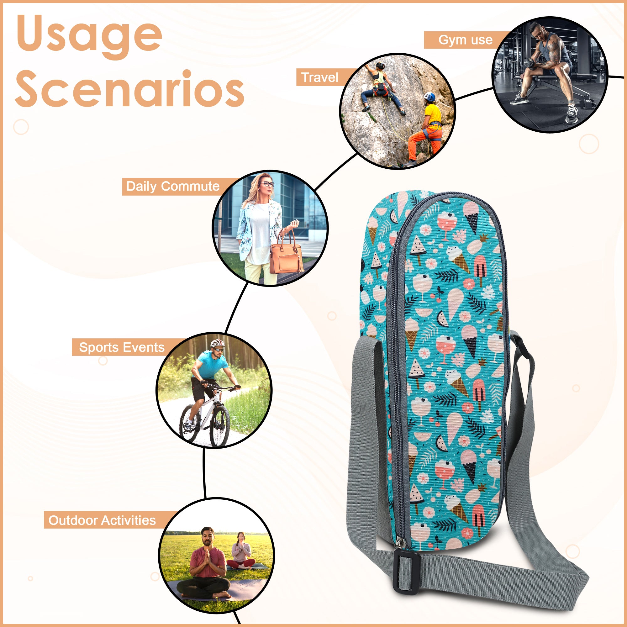 Premium Water Bottle Cover (Ice Cream)